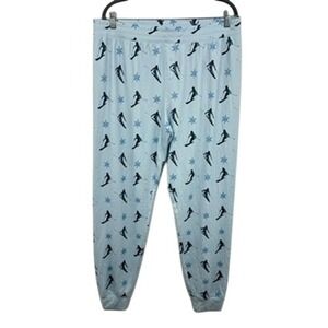 PJ Salvage Women's M Lounge Pajama Pants Blue Skiing Snowflake Sleepwear